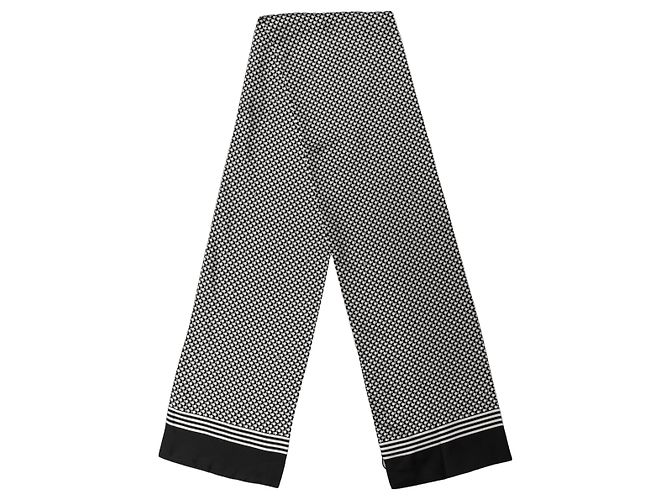 Dolce & Gabbana Sciarpa foulard in seta geometrica bianco e nero - vista 2