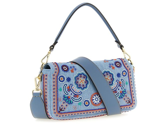 Fendi Borsa a tracolla in cotone blu - vista 3