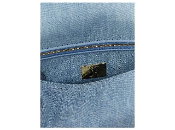 Fendi Borsa a tracolla in cotone blu - vista 5