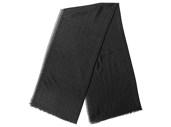 Dolce & Gabbana Sciarpa in viscosa a pois con frange e pizzo da uomo, nera - vista 2