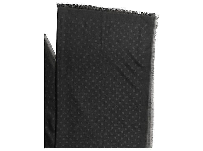 Dolce & Gabbana Sciarpa in viscosa a pois con frange e pizzo da uomo, nera - vista 3