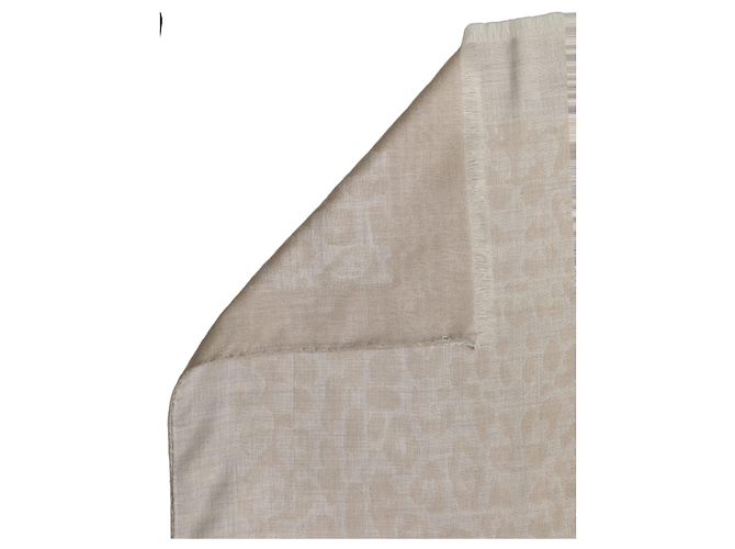 Dolce & Gabbana Sciarpa Stola in Pizzo di Lana e Seta Beige da Uomo - vista 5