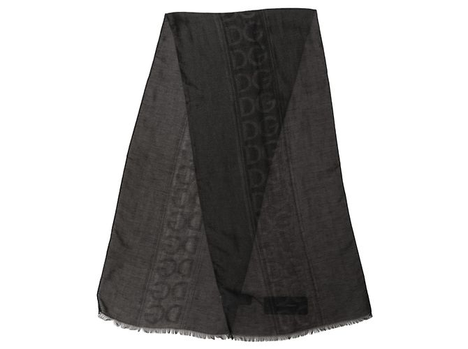 Dolce & Gabbana Stola in pizzo con bordi frangiati e logo DG nero - vista 2