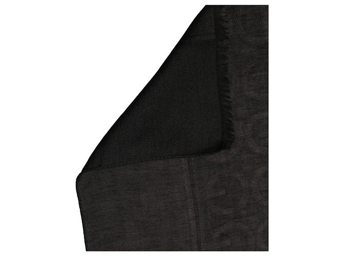 Dolce & Gabbana Stola in pizzo con bordi frangiati e logo DG nero - vista 3