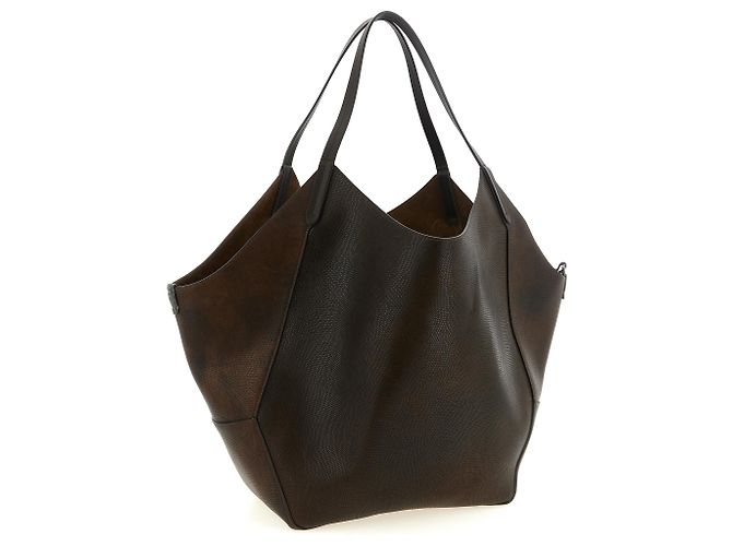 Brunello Cucinelli Borsa tote in pelle di vitello marrone - vista 2
