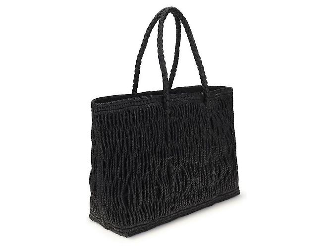 The row Borsa a tracolla in rafia nera - vista 3