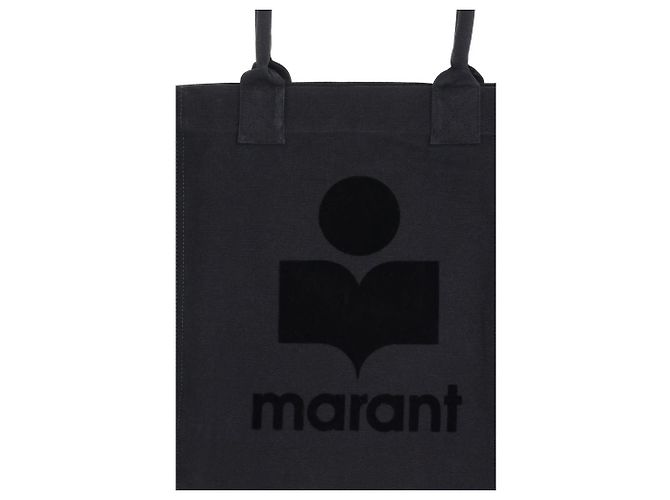 Isabel Marant Borsa a tracolla in cotone nero - vista 3