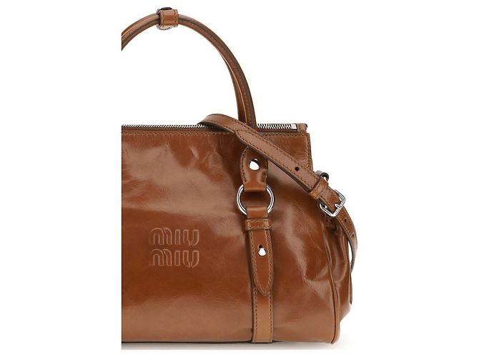 Miu Miu Borsa Bos Taurus in pelle di vitello marrone - vista 4