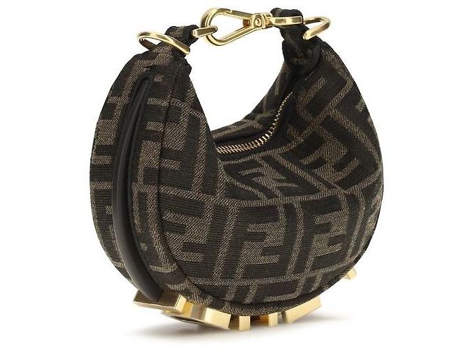 Fendi Borsa a tracolla in poliammide marrone - vista 3