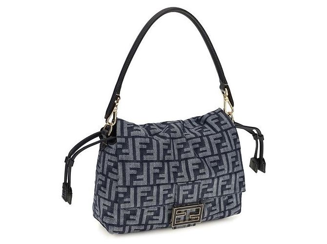 Fendi Borsa a tracolla in cotone blu - vista 2
