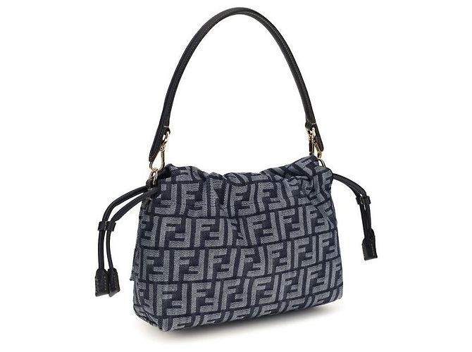 Fendi Borsa a tracolla in cotone blu - vista 3
