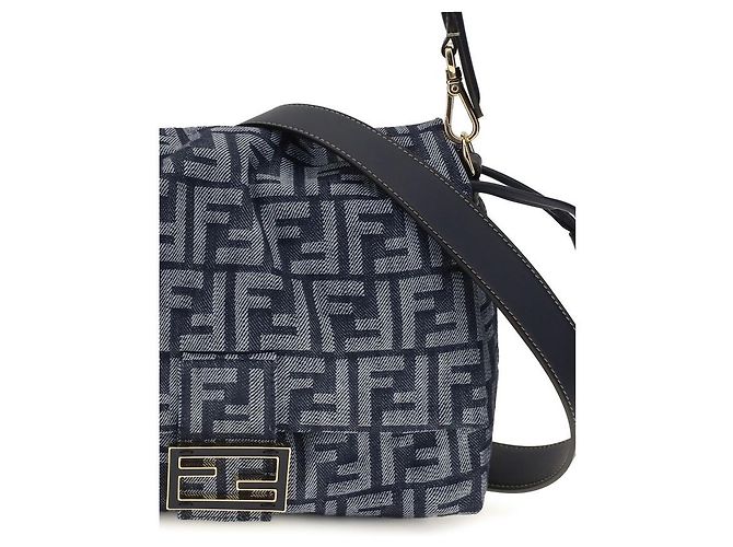 Fendi Borsa a tracolla in cotone blu - vista 4