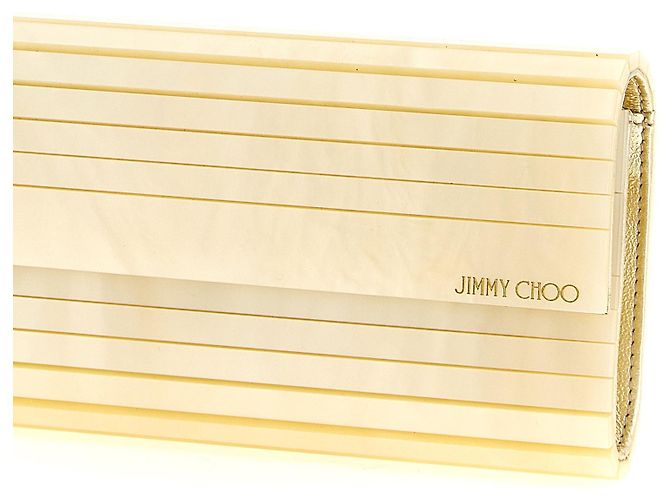 Jimmy Choo Clutch in viscosa dorata - vista 3