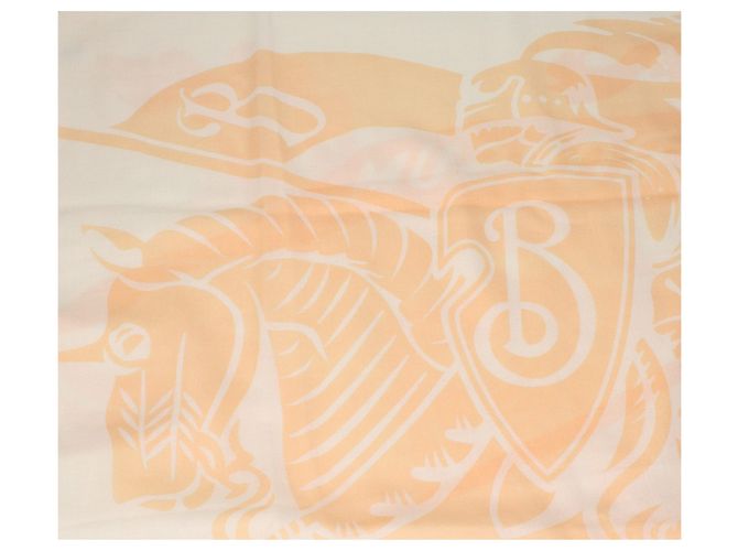 Sciarpa Burberry in lana beige con logo e frange - vista 2