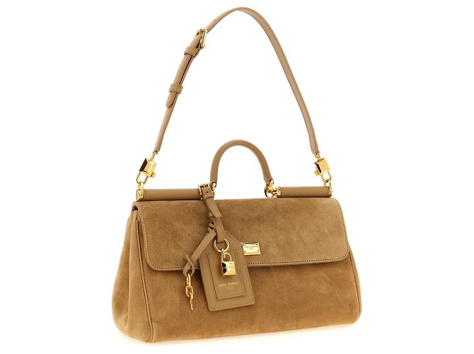 Dolce & Gabbana Borsa in pelle di vitello beige - vista 3