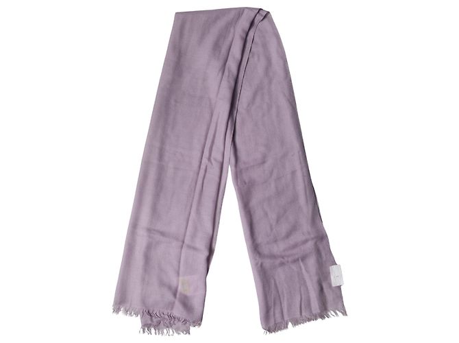 Brunello Cucinelli Wrap x Sciarpa in cashmere e seta con frange viola - vista 2