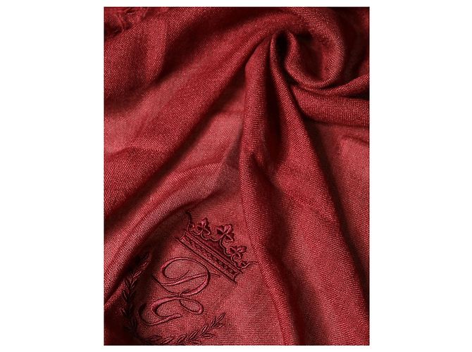 Dolce & Gabbana Foulard Wrap X Sciarpa in Cashmere e Seta Rosso con Frange - vista 3