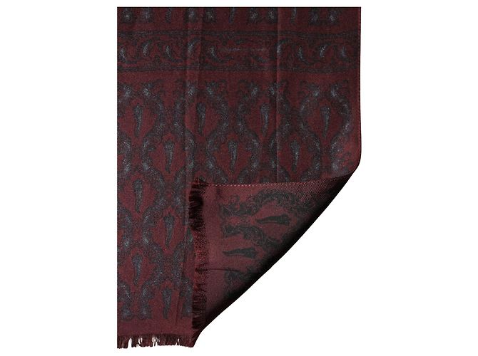 Dolce & Gabbana Foulard X Scarf in seta paisley bordeaux e nero - vista 2