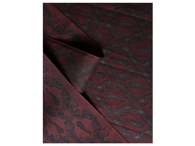 Dolce & Gabbana Foulard X Scarf in seta paisley bordeaux e nero - vista 3