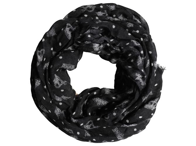 Dolce & Gabbana Sciarpa e foulard con frange e stampa Crown in lana nera - vista 5