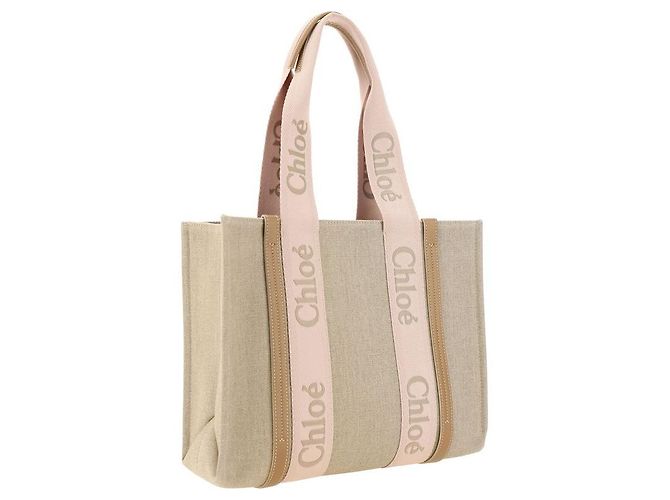 Chloé Borsa a tracolla in lino marrone - vista 2