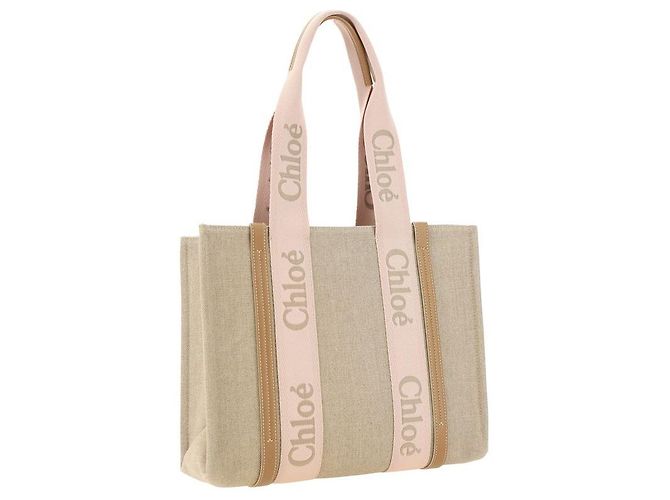 Chloé Borsa a tracolla in lino marrone - vista 3