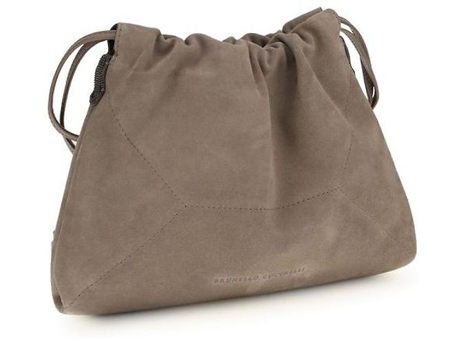 Brunello Cucinelli Borsa a tracolla Bos Taurus in pelle di vitello beige - vista 2