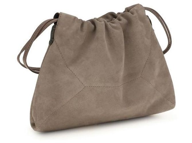 Brunello Cucinelli Borsa a tracolla Bos Taurus in pelle di vitello beige - vista 3