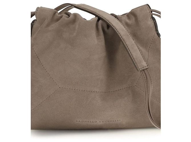 Brunello Cucinelli Borsa a tracolla Bos Taurus in pelle di vitello beige - vista 4