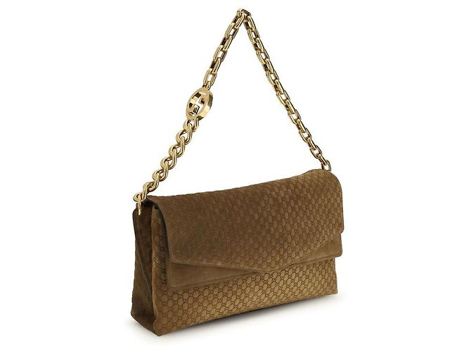 Gucci Borsa in pelle scamosciata marrone - vista 2