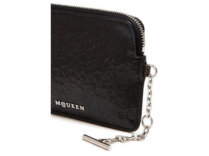 Alexander Mcqueen Clutch in pelle di vitello nera - vista 4
