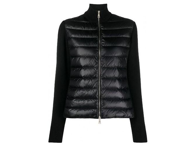 Moncler Cardigã acolchoado com patch de logo - vista 4