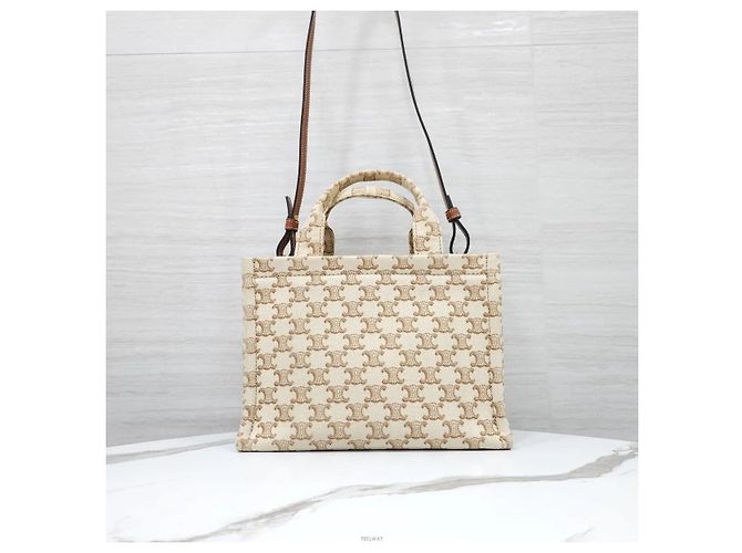 Céline Borsa Small Cabas Triomphe in tela - vista 3