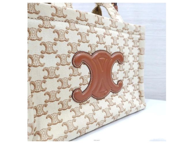 Céline Borsa Small Cabas Triomphe in tela - vista 5