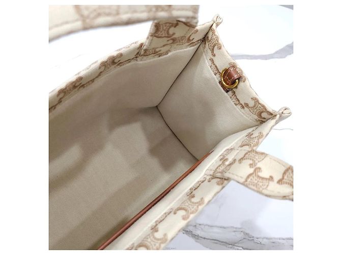 Céline Borsa Small Cabas Triomphe in tela - vista 8