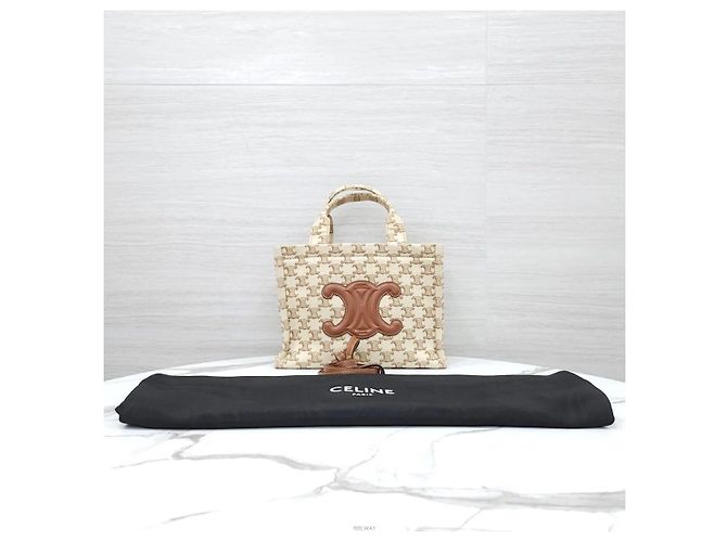 Céline Borsa Small Cabas Triomphe in tela - vista 9