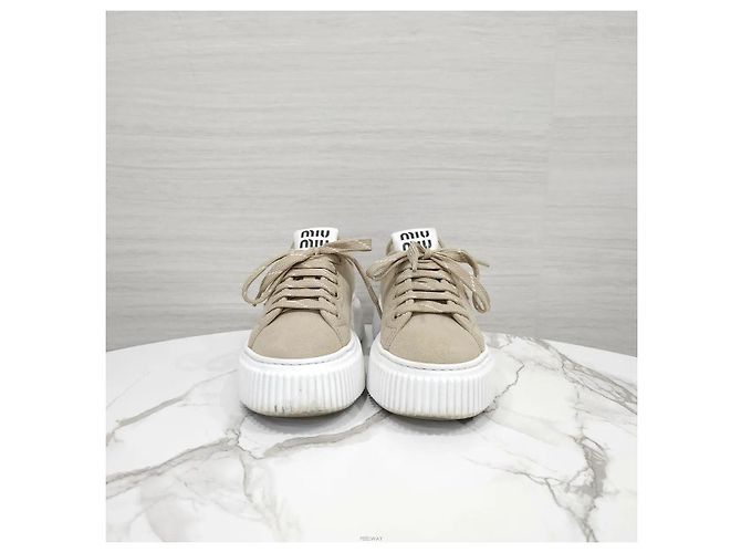 Sneakers Miu Miu in denim blu - vista 2