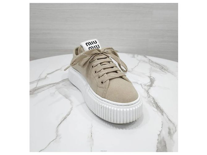 Sneakers Miu Miu in denim blu - vista 4