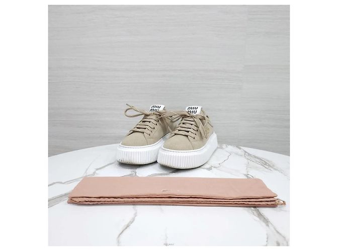 Sneakers Miu Miu in denim blu - vista 7