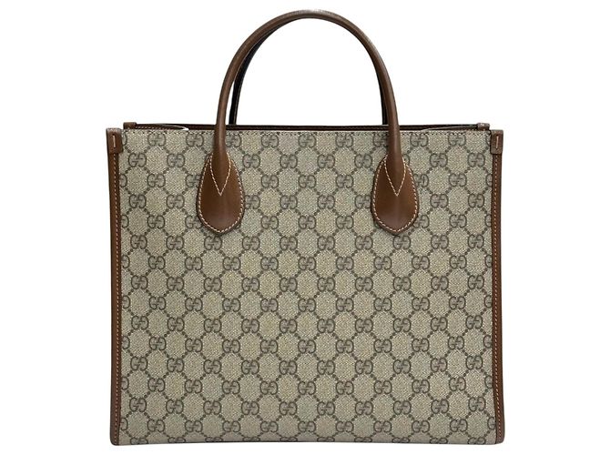 Gucci Borsa Tote piccola marrone Interlocking GG - vista 8