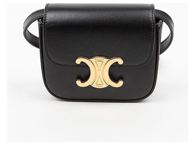 Céline Mini Claude in vitello lucido nero - vista 2