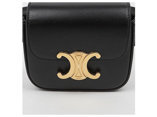 Céline Mini Claude in vitello lucido nero - vista 3
