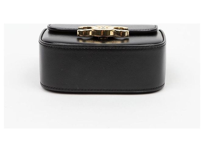 Céline Mini Claude in vitello lucido nero - vista 6