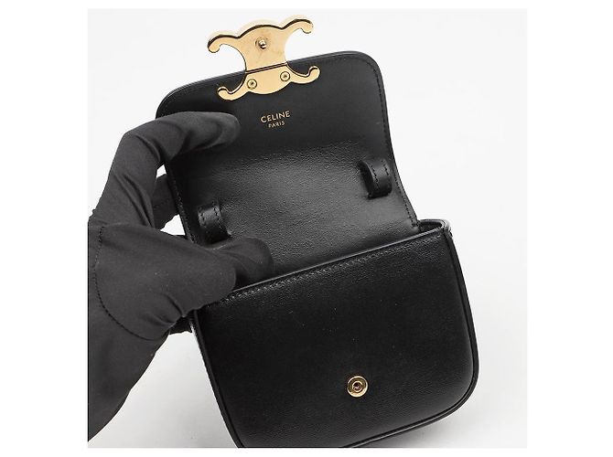 Céline Mini Claude in vitello lucido nero - vista 7
