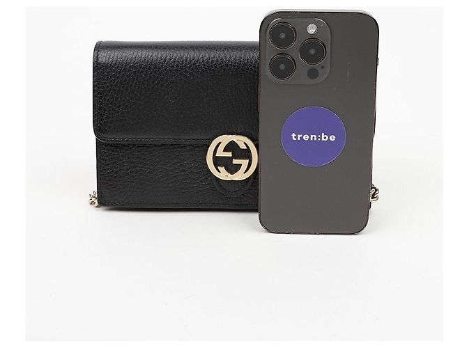 Gucci Mini borsa a tracolla nera con catena GG intrecciata - vista 9