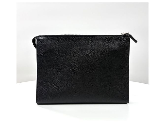 Prada Clutch in Saffiano con logo Triangle Nero - vista 3