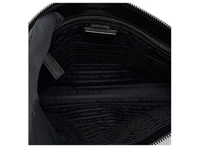 Prada Clutch in Saffiano con logo Triangle Nero - vista 8