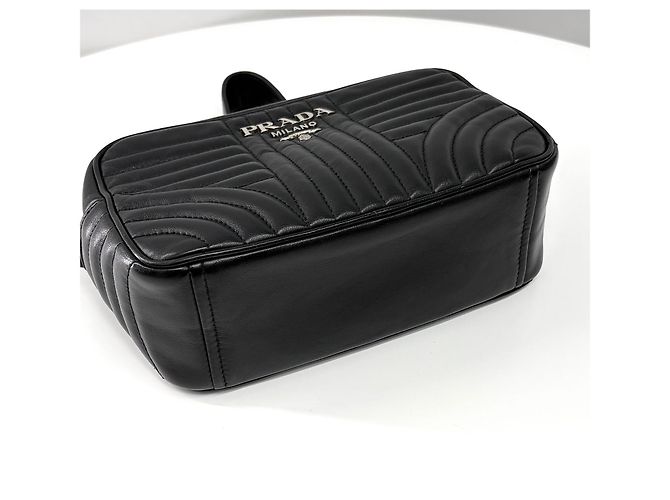 Prada Borsa a tracolla Diagram Silver Chain Camera Bag Black - vista 12