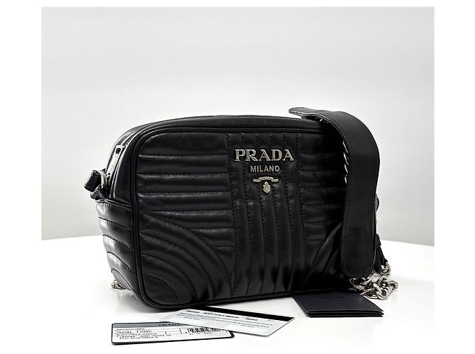 Prada Borsa a tracolla Diagram Silver Chain Camera Bag Black - vista 4