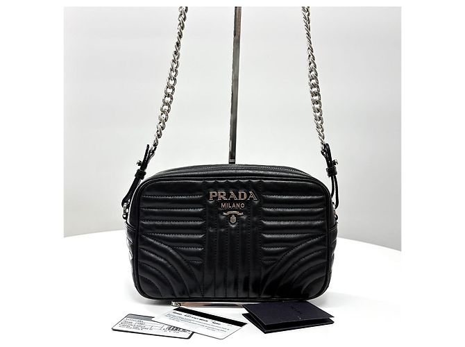 Prada Borsa a tracolla Diagram Silver Chain Camera Bag Black - vista 6